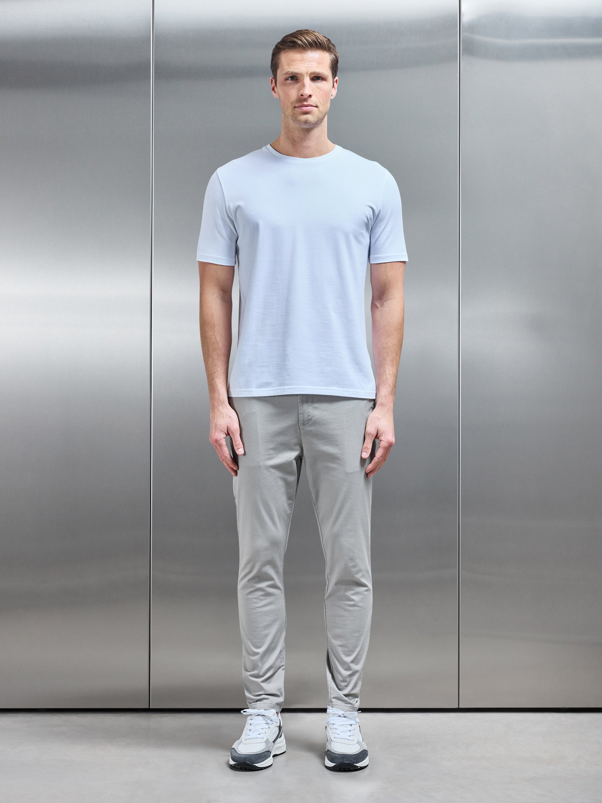 Stretch Slim Fit Cotton T-Shirt in White