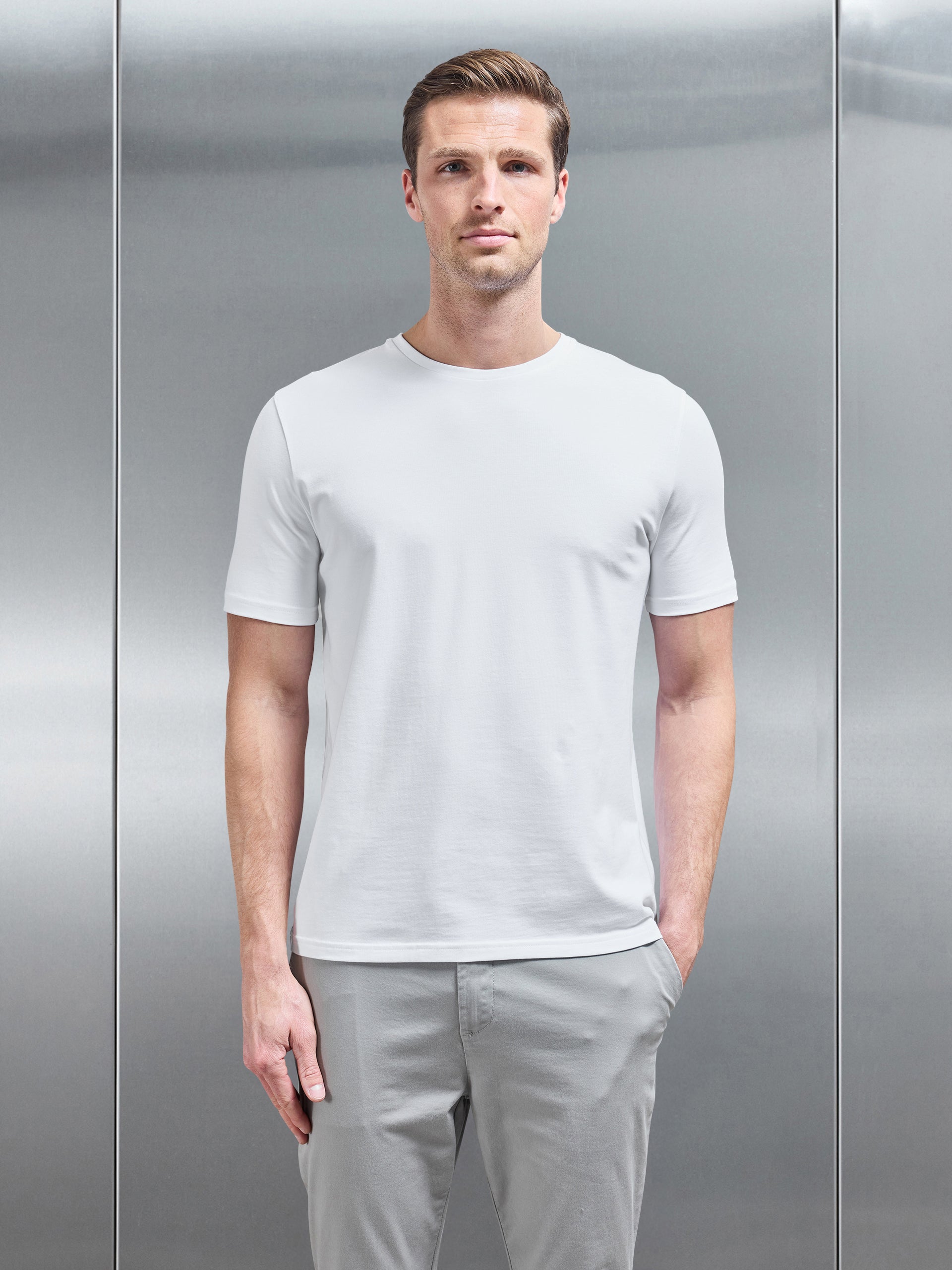 Stretch Slim Fit Cotton T-Shirt in White