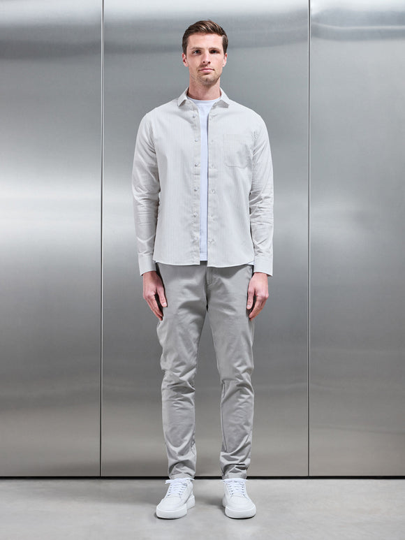 Stripe Long Sleeve Cutaway Collar Shirt in White