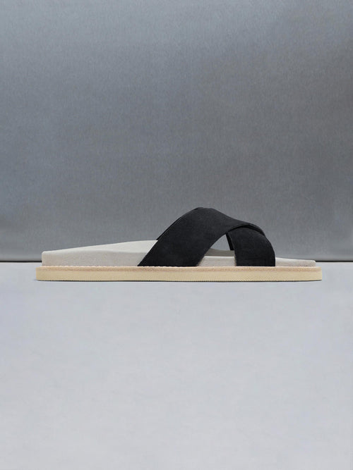 Suede Crossover Slides in Black
