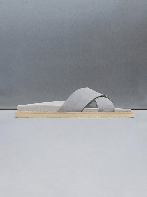 Suede Crossover Slides in Grey