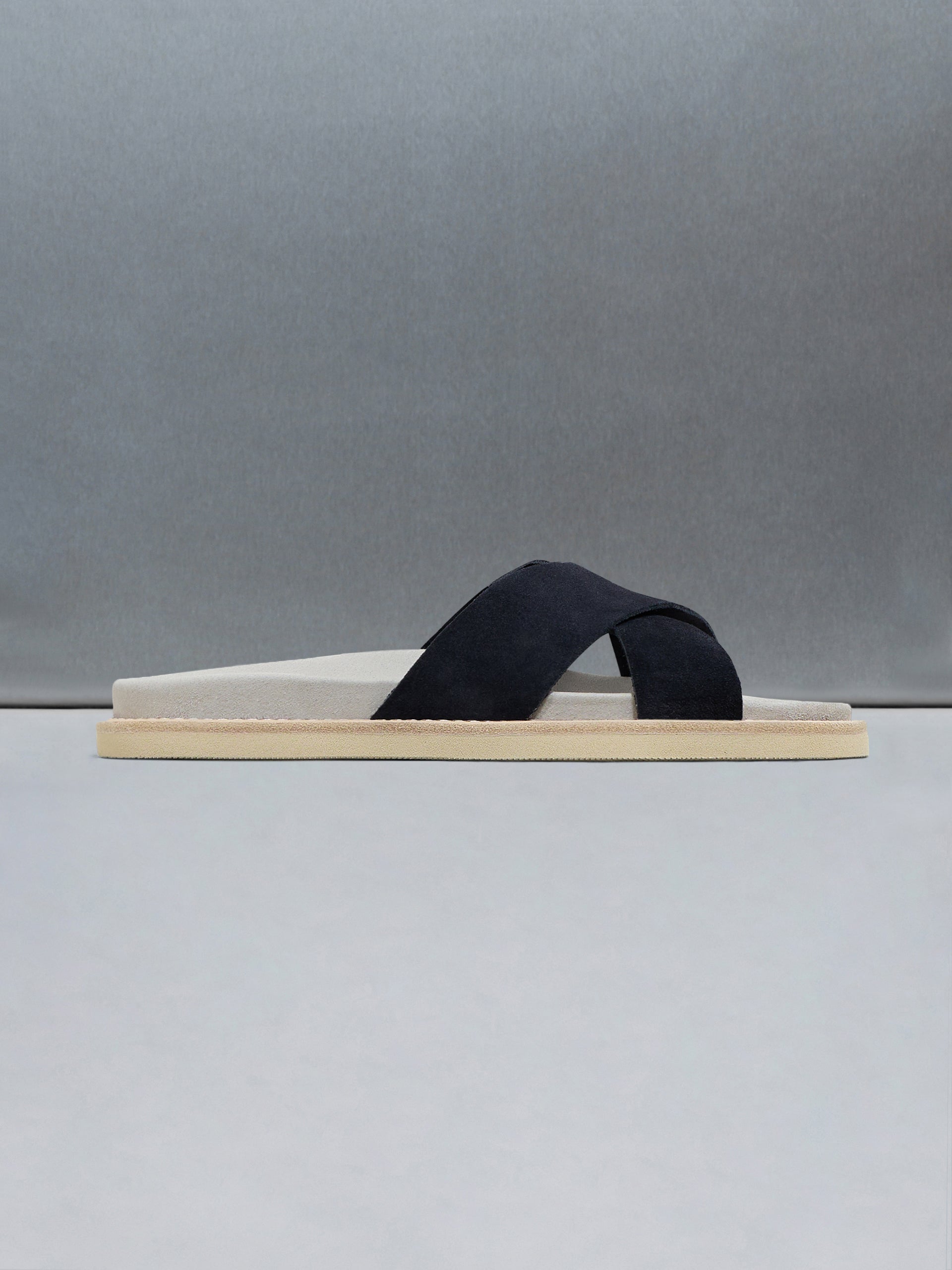 Suede Crossover Slides in Navy