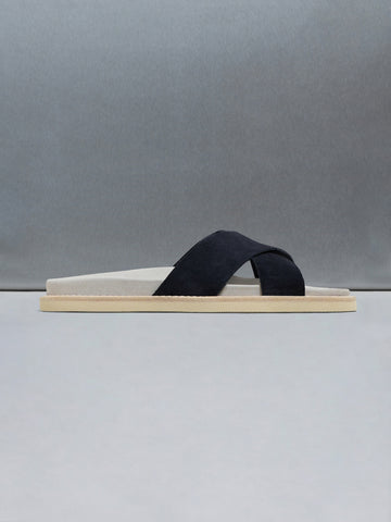 Suede Crossover Slides in Navy