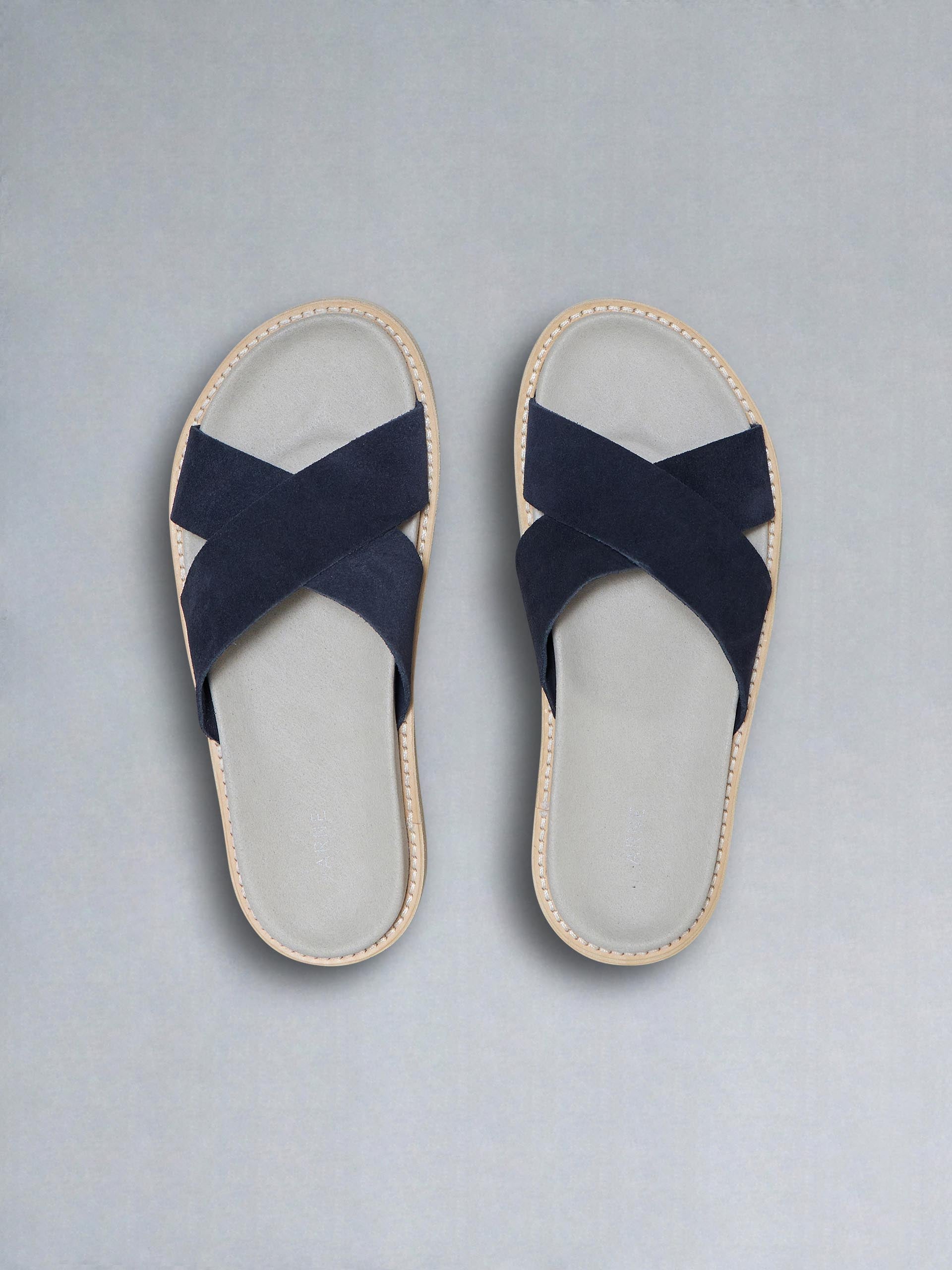 Suede Crossover Slides in Navy