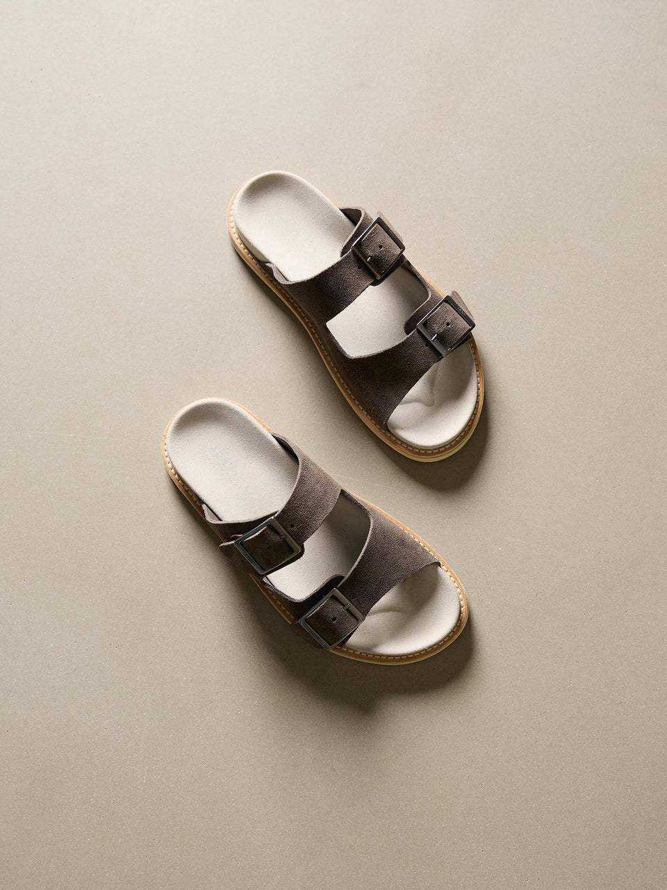 Suede Sandal in Taupe