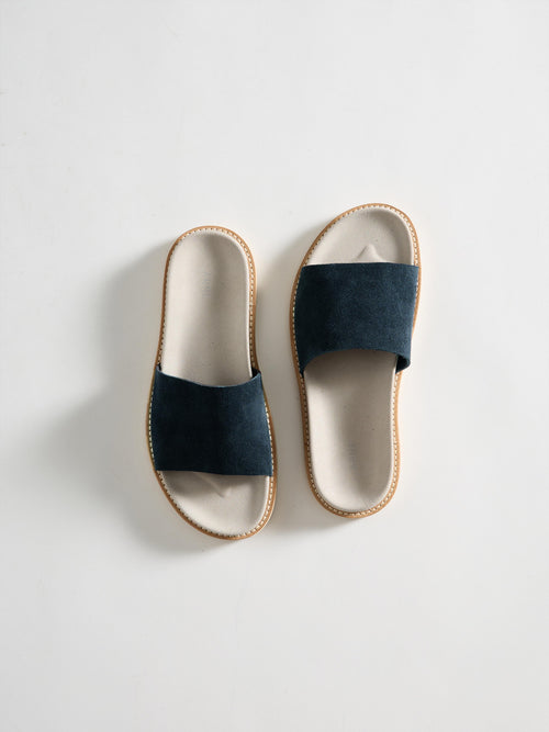 Suede Slides in Navy
