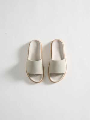 Suede Slides in Stone