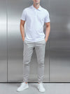 Mercerised Supima Cotton Button Polo Shirt in White
