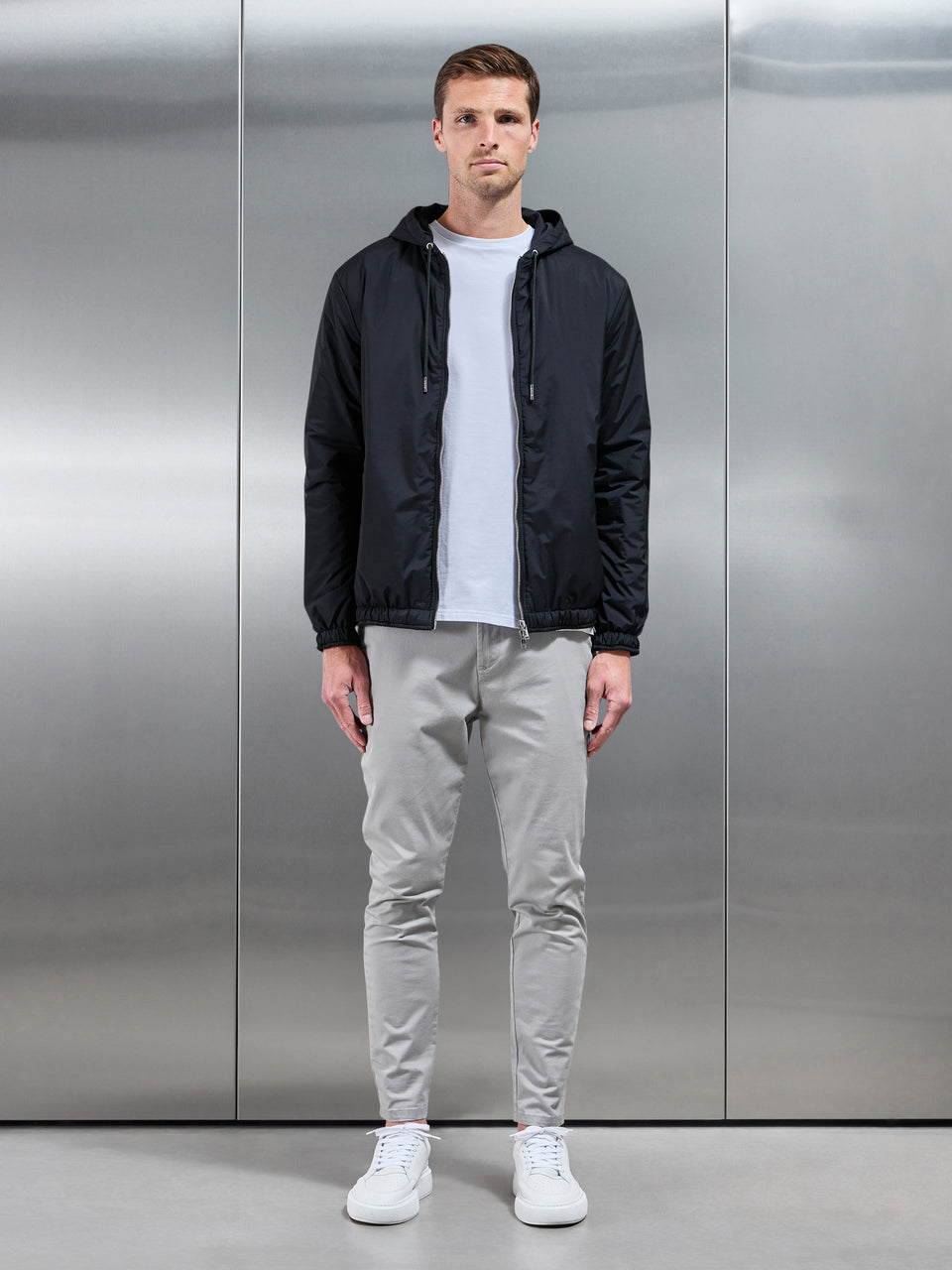 Shell Padded Windbreaker in Black