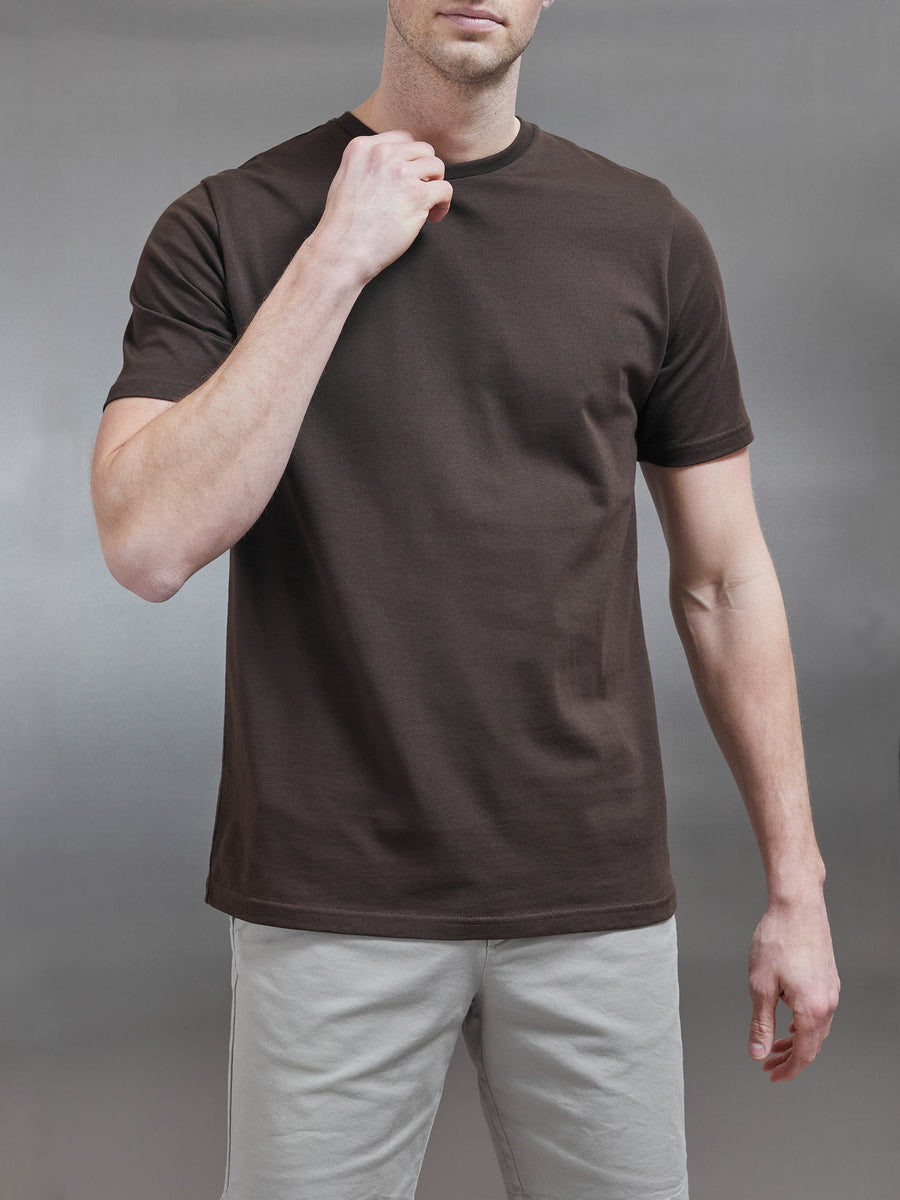 Slim Fit Cotton T-Shirt in Brown