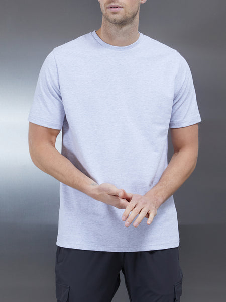 Slim Fit Cotton T-shirt in Marl Grey