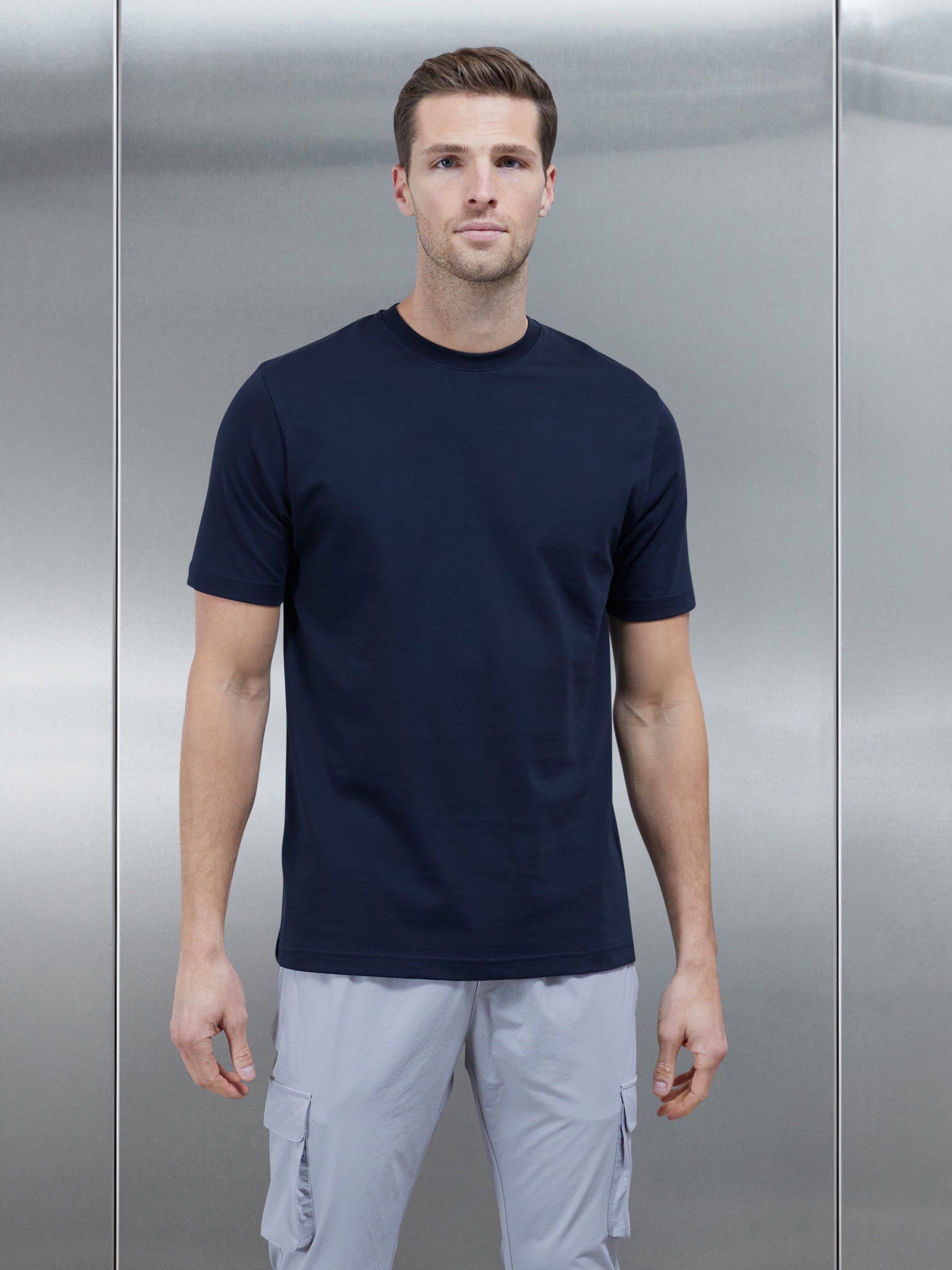 Slim Fit Cotton T-shirt in Navy