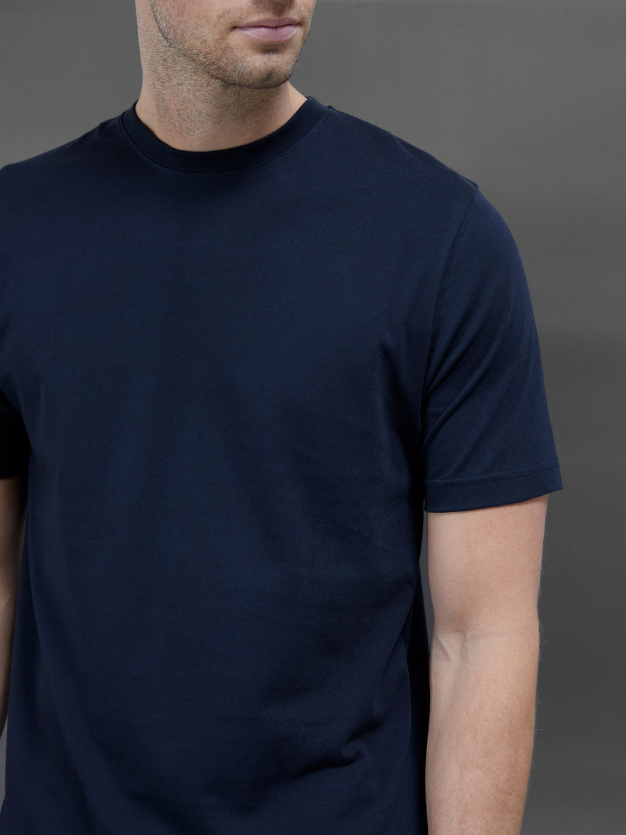 Slim Fit Cotton T-shirt in Navy