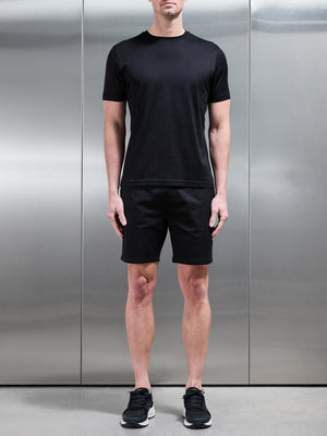 Tailored Chino Drawstring Short in Black