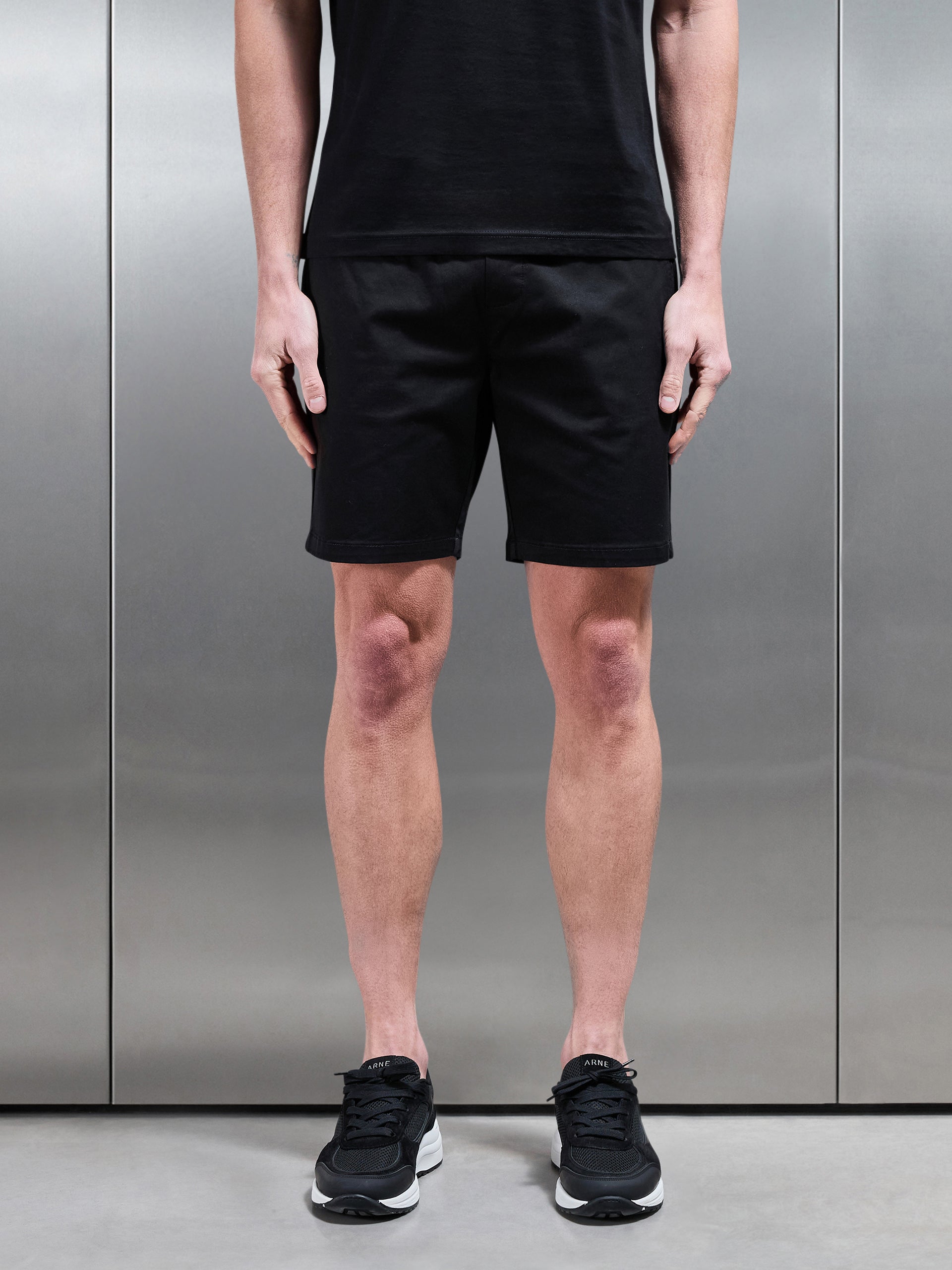 Tailored Chino Drawstring Short in Black