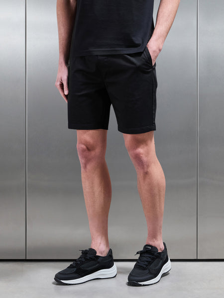 Tailored Chino Drawstring Short in Black