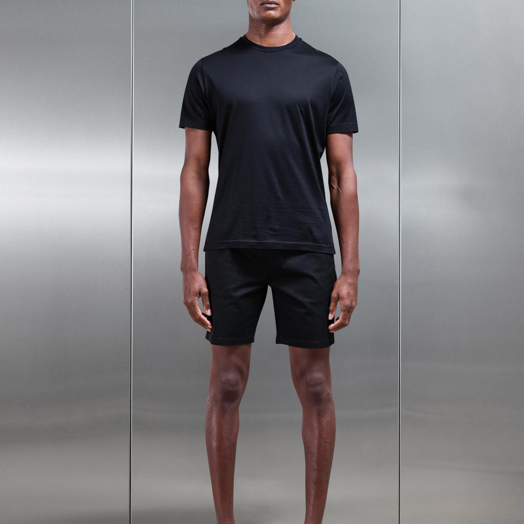 Tailored Chino Drawstring Short in Black