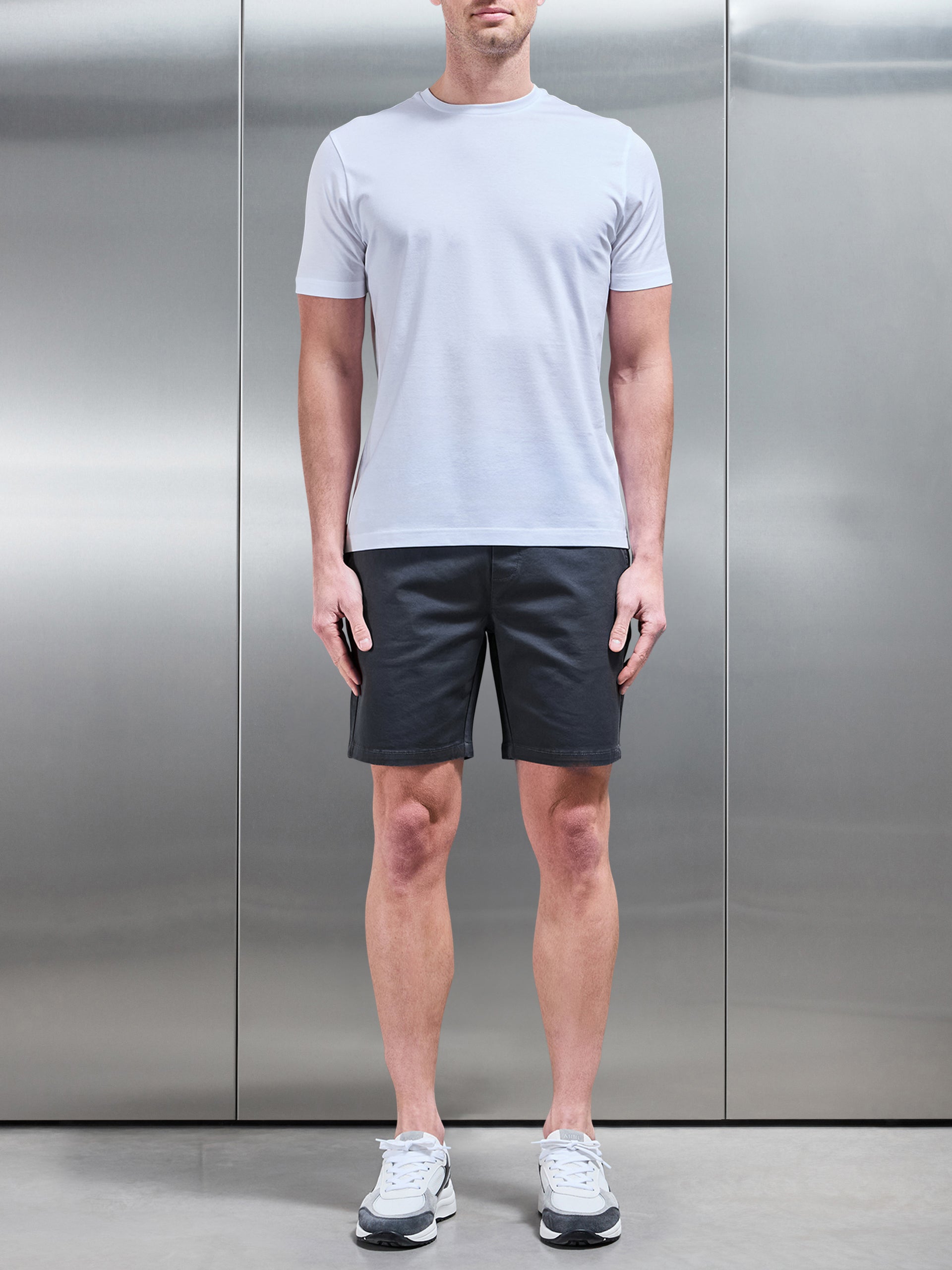 Tailored Chino Drawstring Short in Grey