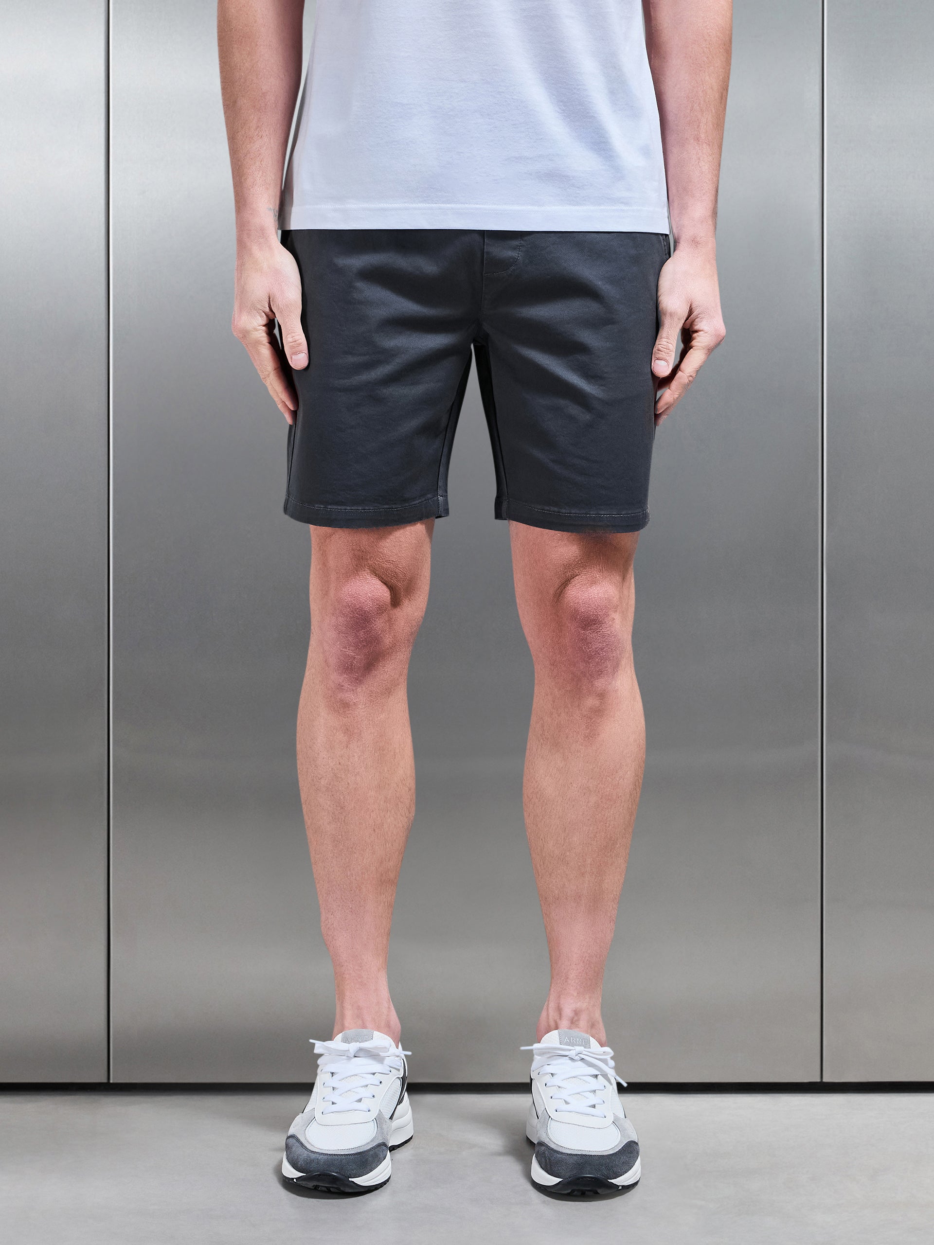 Tailored Chino Drawstring Short in Grey