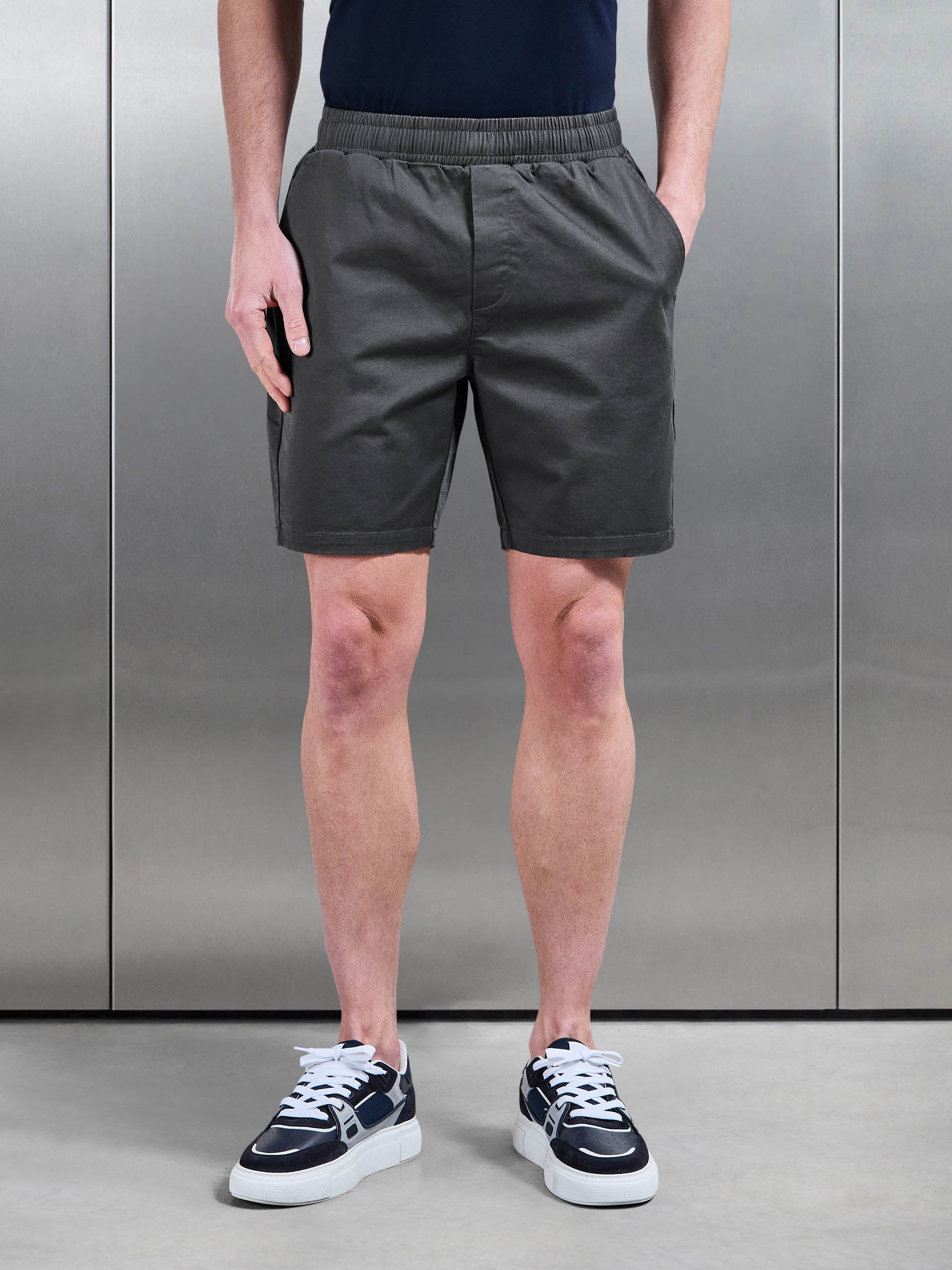 Tailored Chino Drawstring Short in Grey