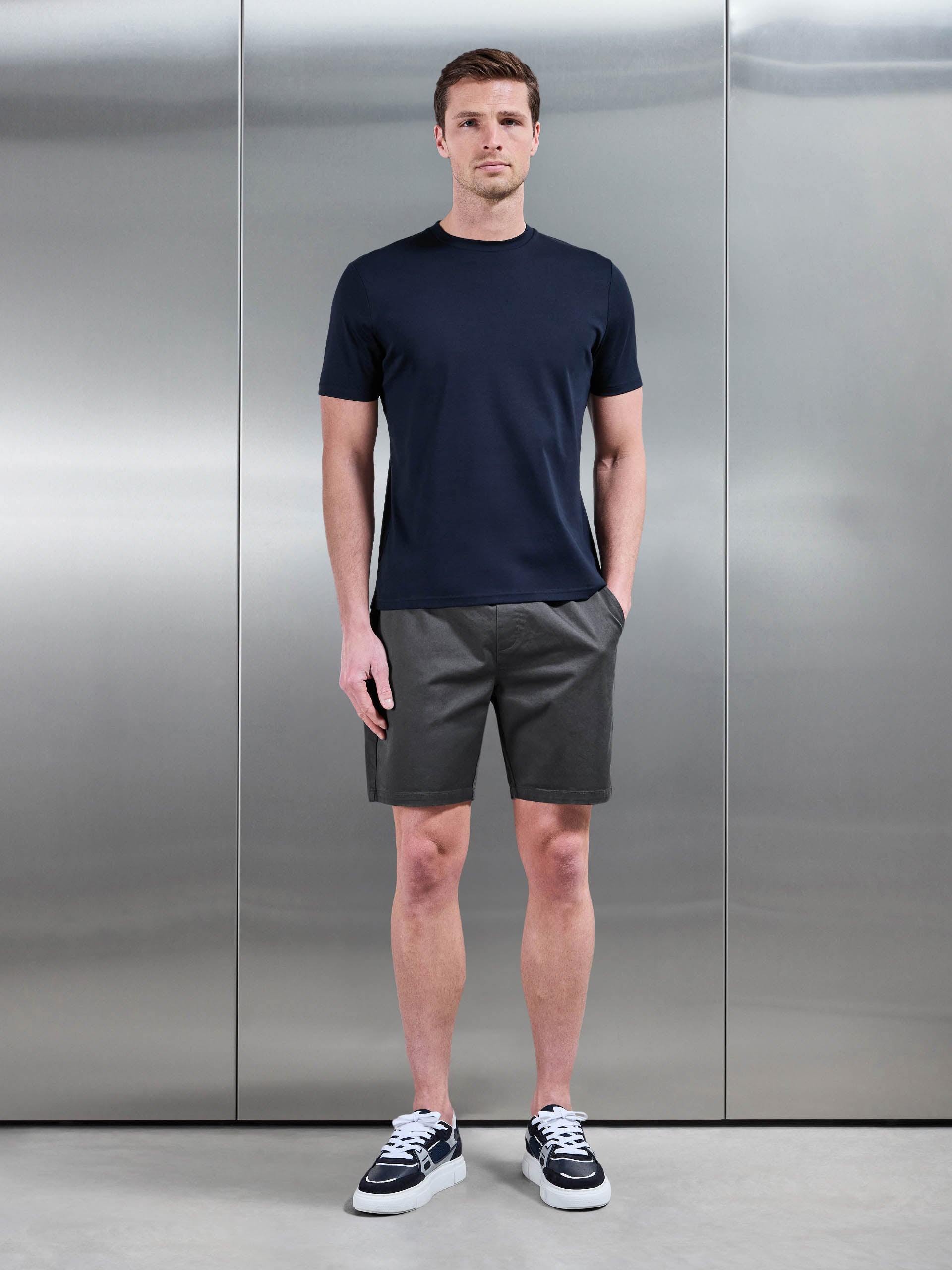 Tailored Chino Drawstring Short in Grey