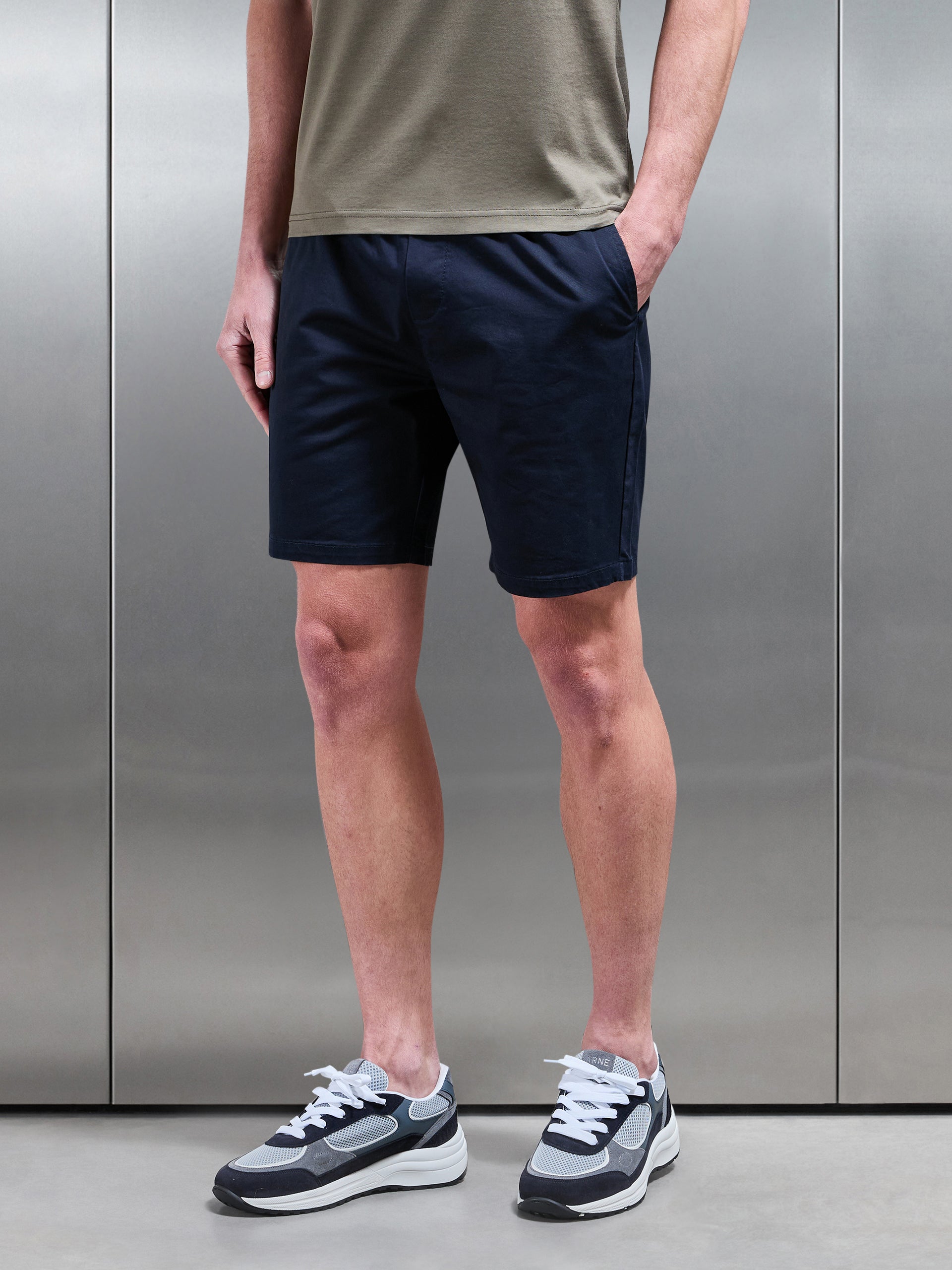 Tailored Chino Drawstring Short in Navy