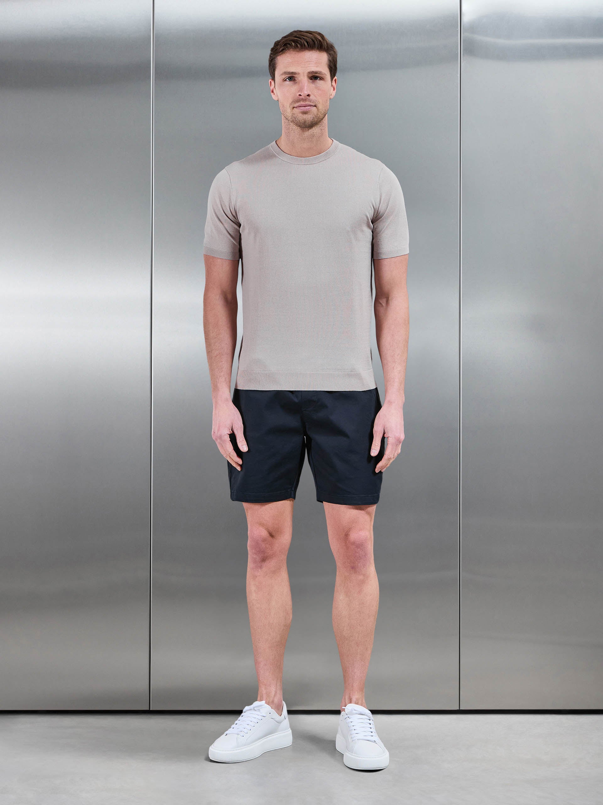 Tailored Chino Drawstring Short in Navy