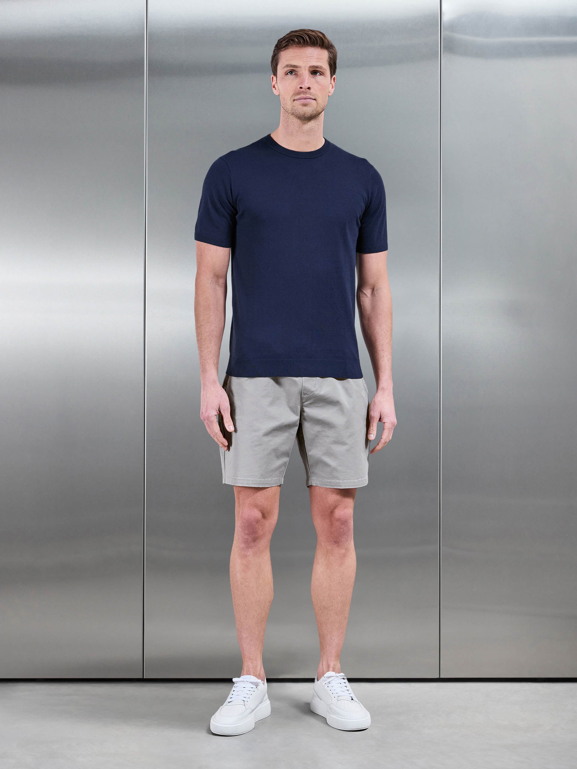 Tailored Chino Drawstring Short in Stone