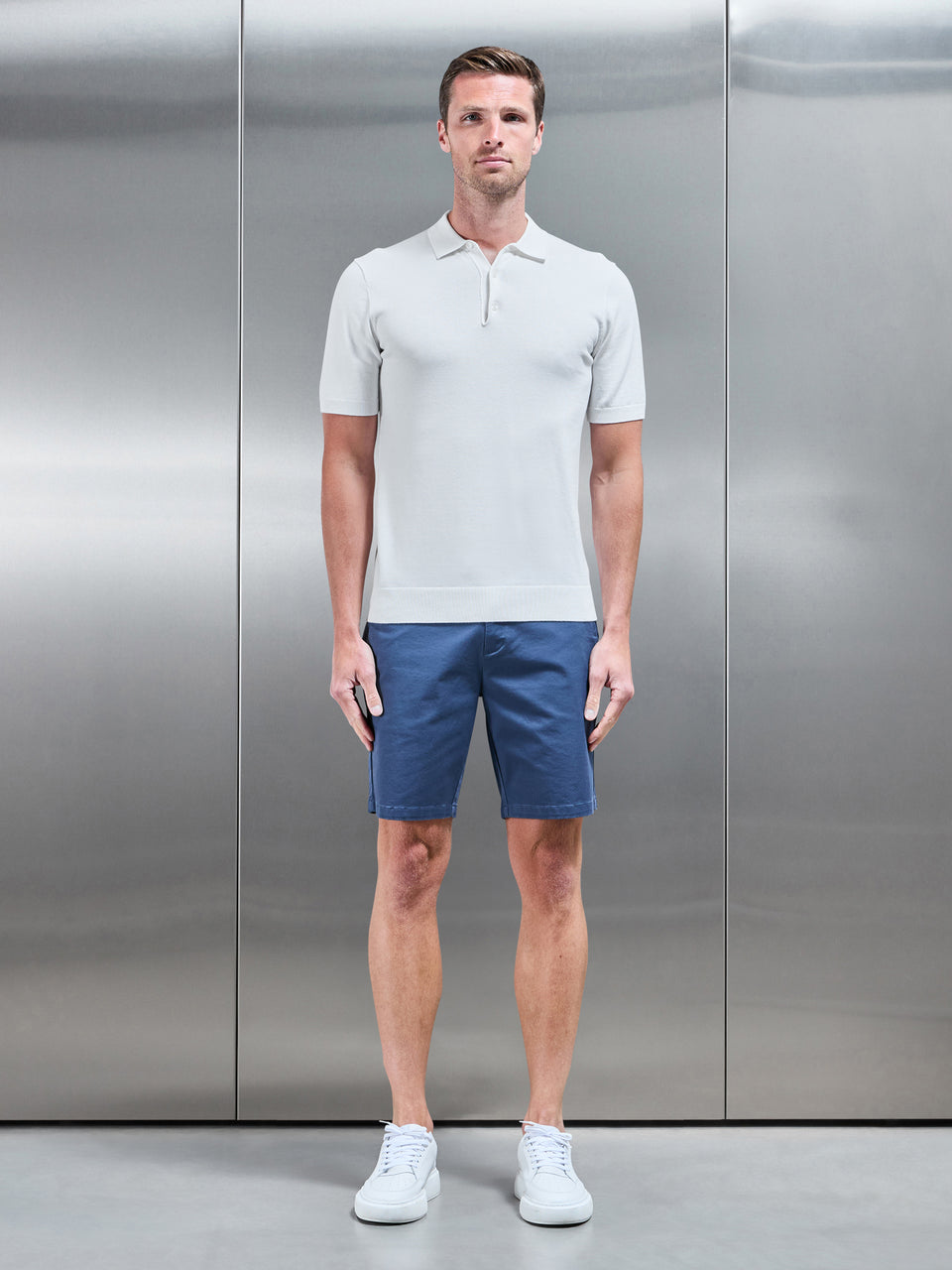 Tailored Chino Short in Air Force Blue