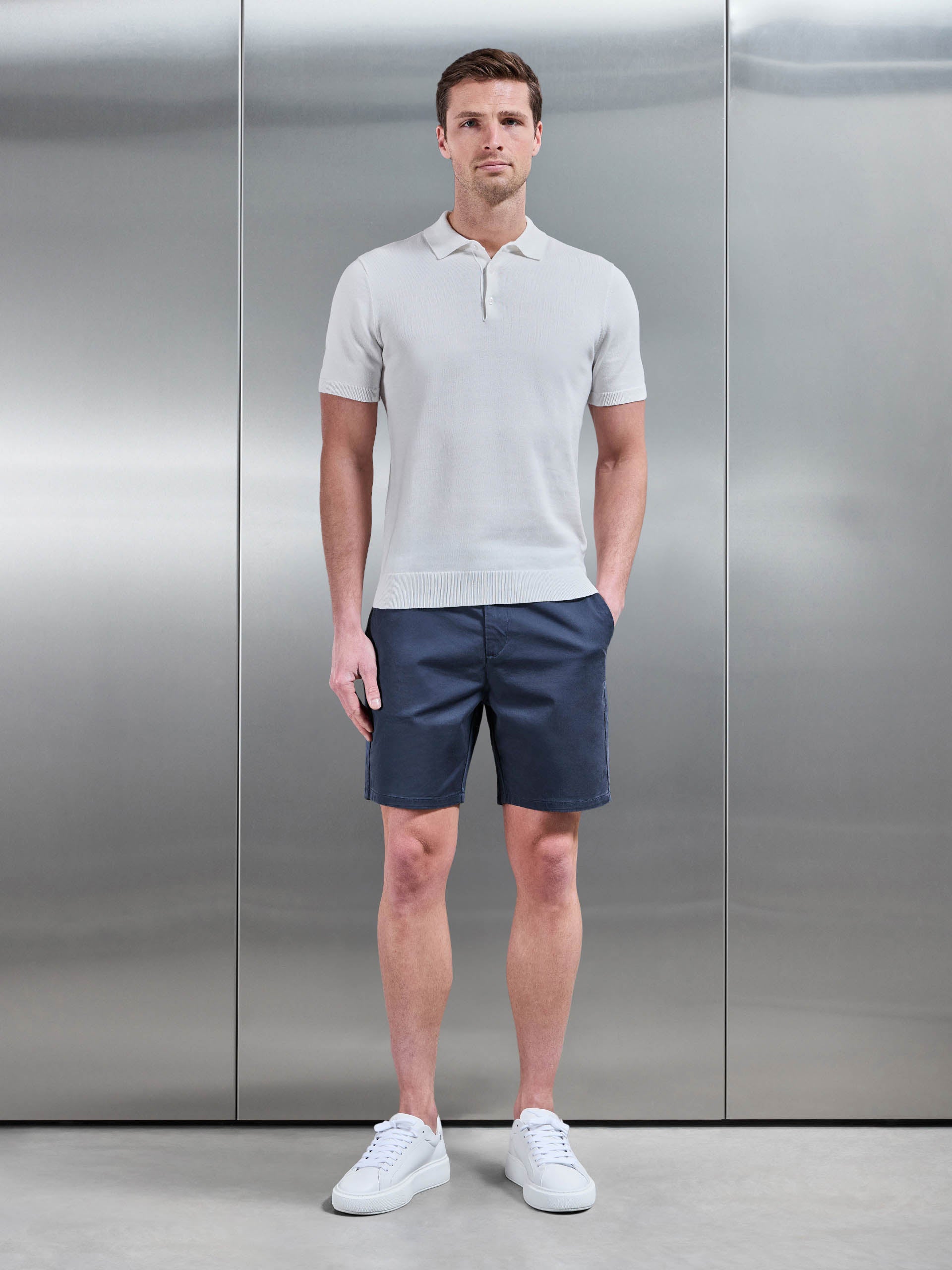 Tailored Chino Short in Air Force Blue