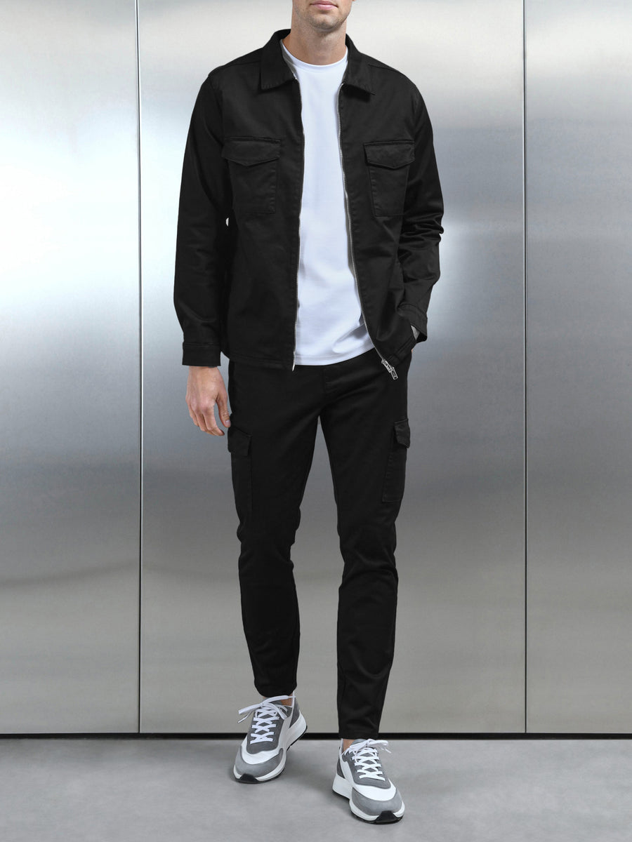 Tailored Cotton Cargo Pant in Black