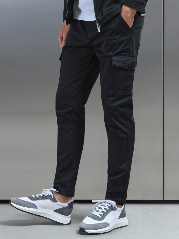Tailored Cotton Cargo Pant in Black ARNE