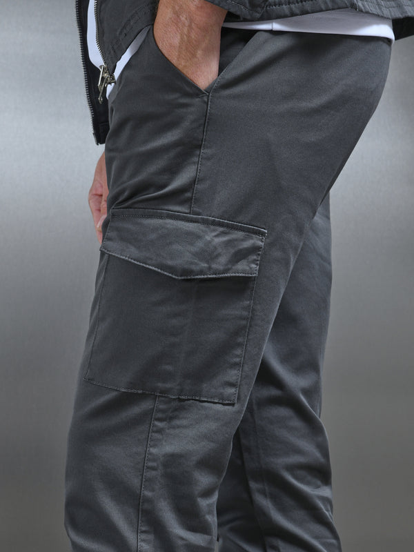 Tailored Cotton Cargo Pant in Grey
