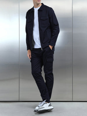 Tailored Cotton Cargo Pant in Navy