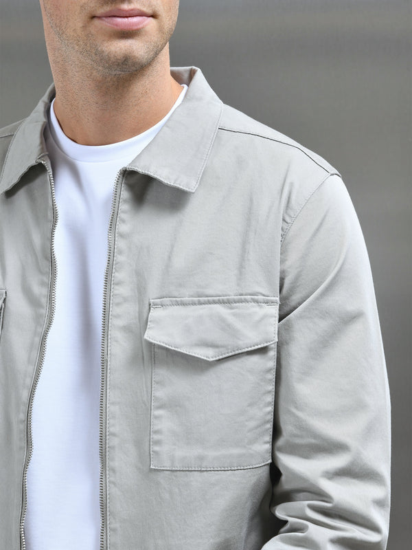 Tailored Cotton Cargo Jacket in Stone