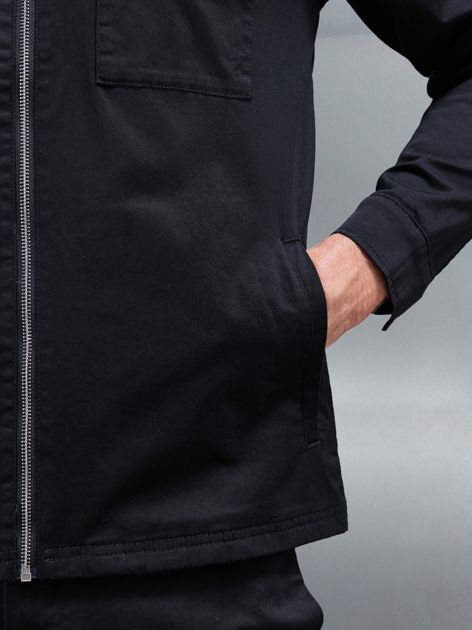 Tailored Cotton Cargo Jacket in Black