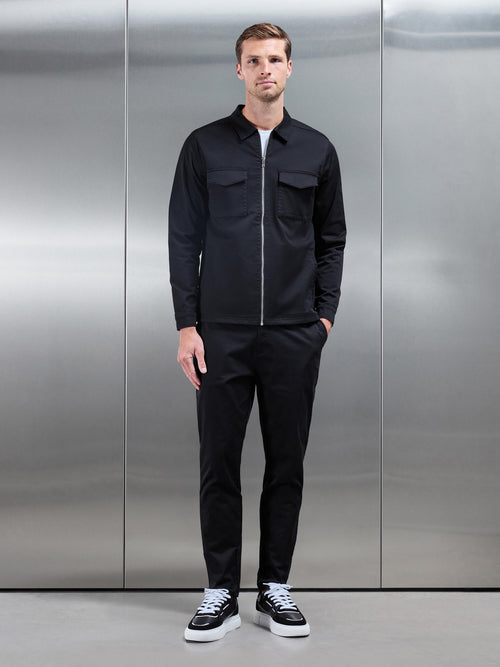 Tailored Cotton Cargo Jacket in Black