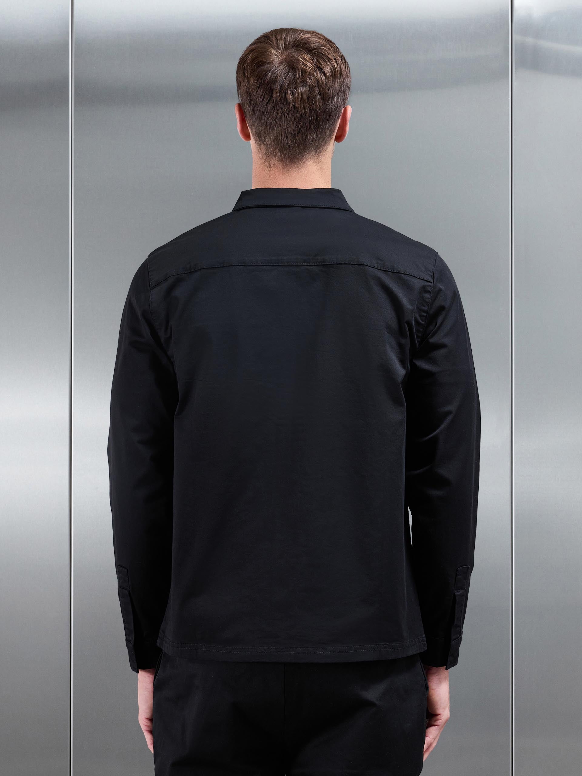 Tailored Cotton Cargo Jacket in Black
