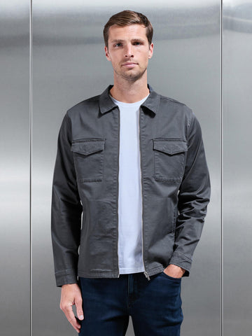 Tailored Cotton Cargo Jacket in Grey