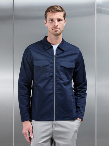 Tailored Cotton Cargo Jacket in Navy