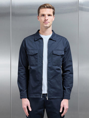 Tailored Cotton Cargo Jacket in Navy