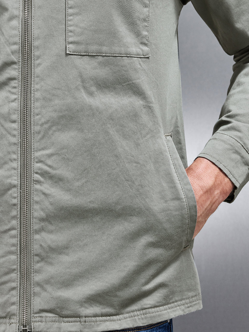 Tailored Cotton Cargo Jacket in Olive