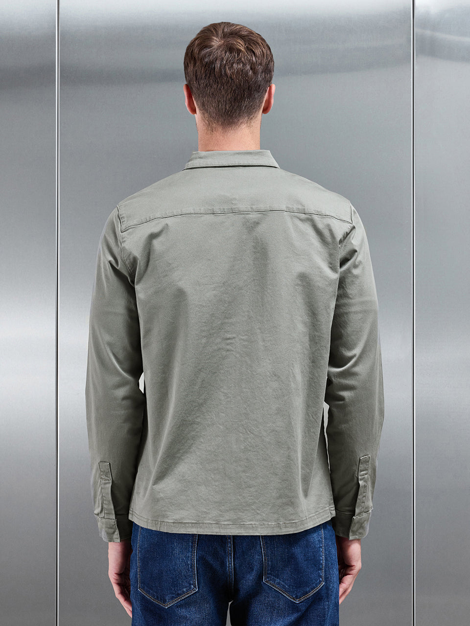 Tailored Cotton Cargo Jacket in Olive