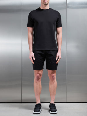 Tailored Drawstring Cargo Short in Black