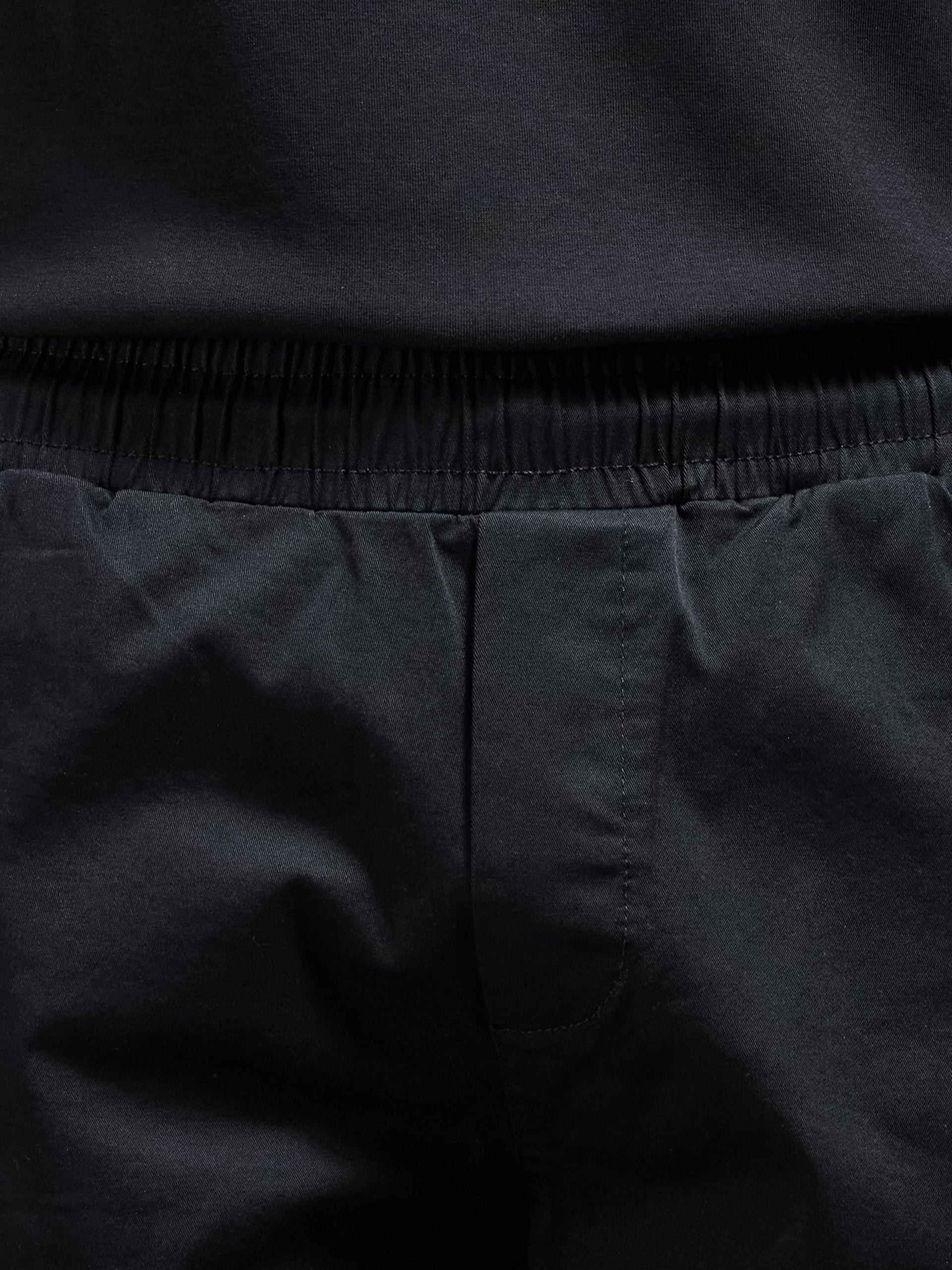 Tailored Drawstring Cargo Short in Black