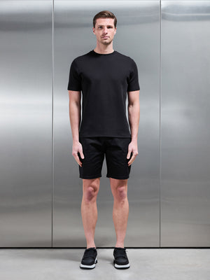 Tailored Drawstring Cargo Short in Black