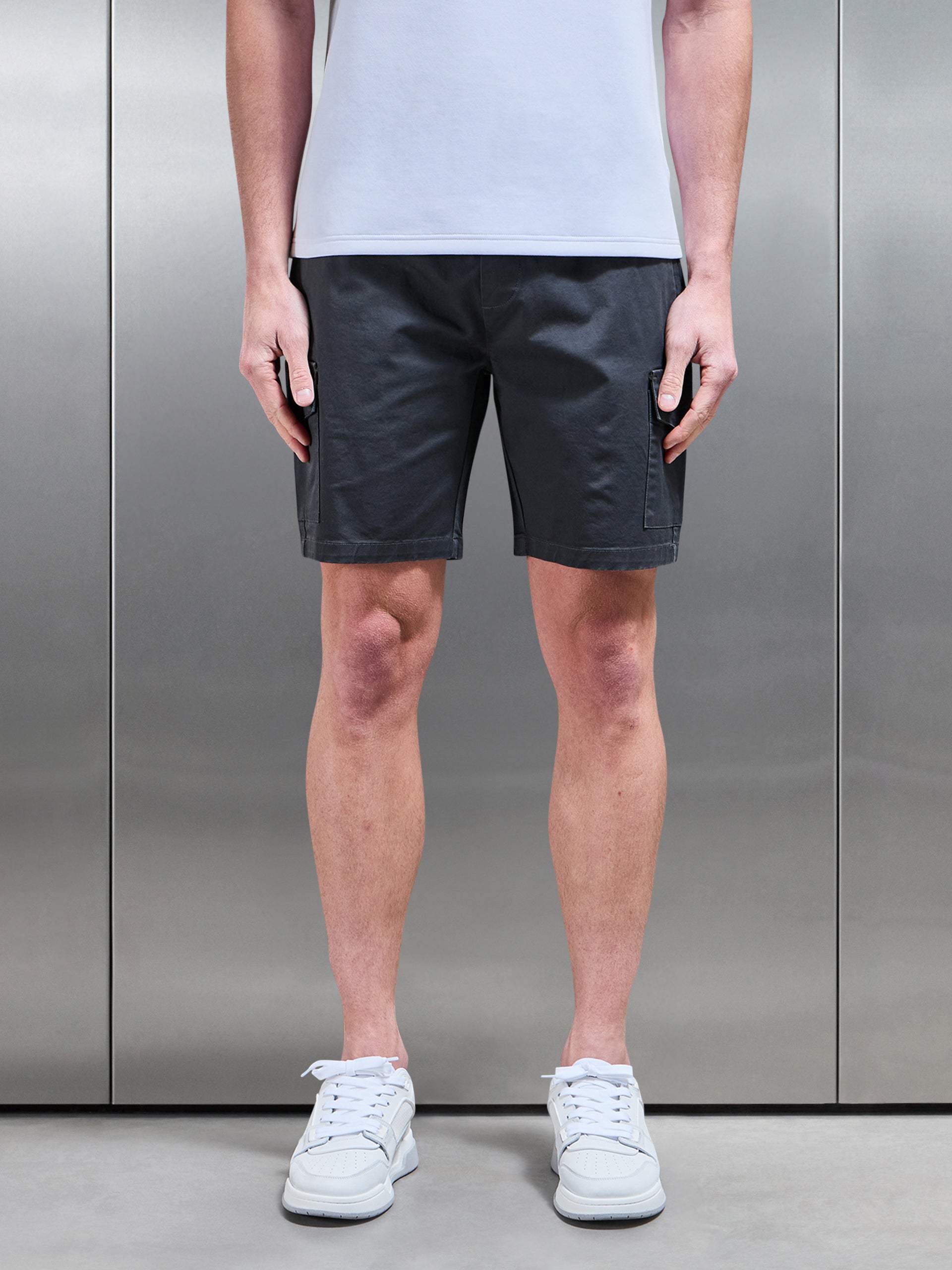 Tailored Chino Drawstring Short in Grey