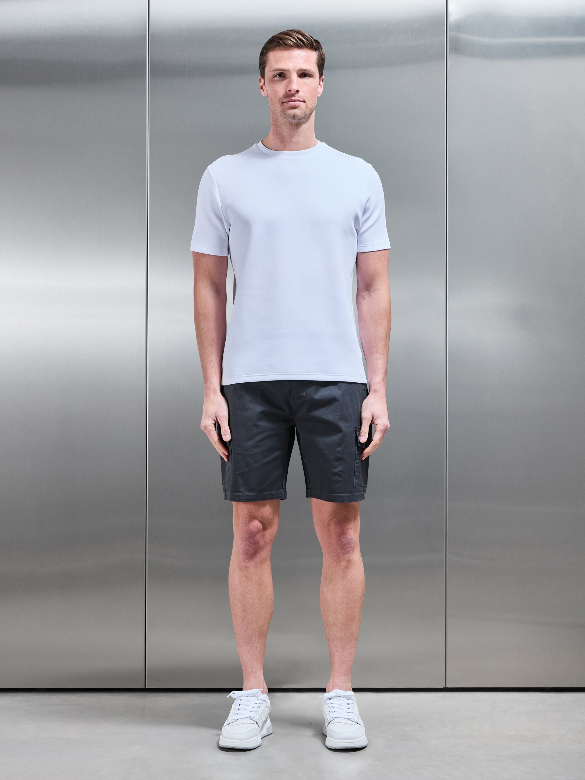 Tailored Chino Drawstring Short in Grey