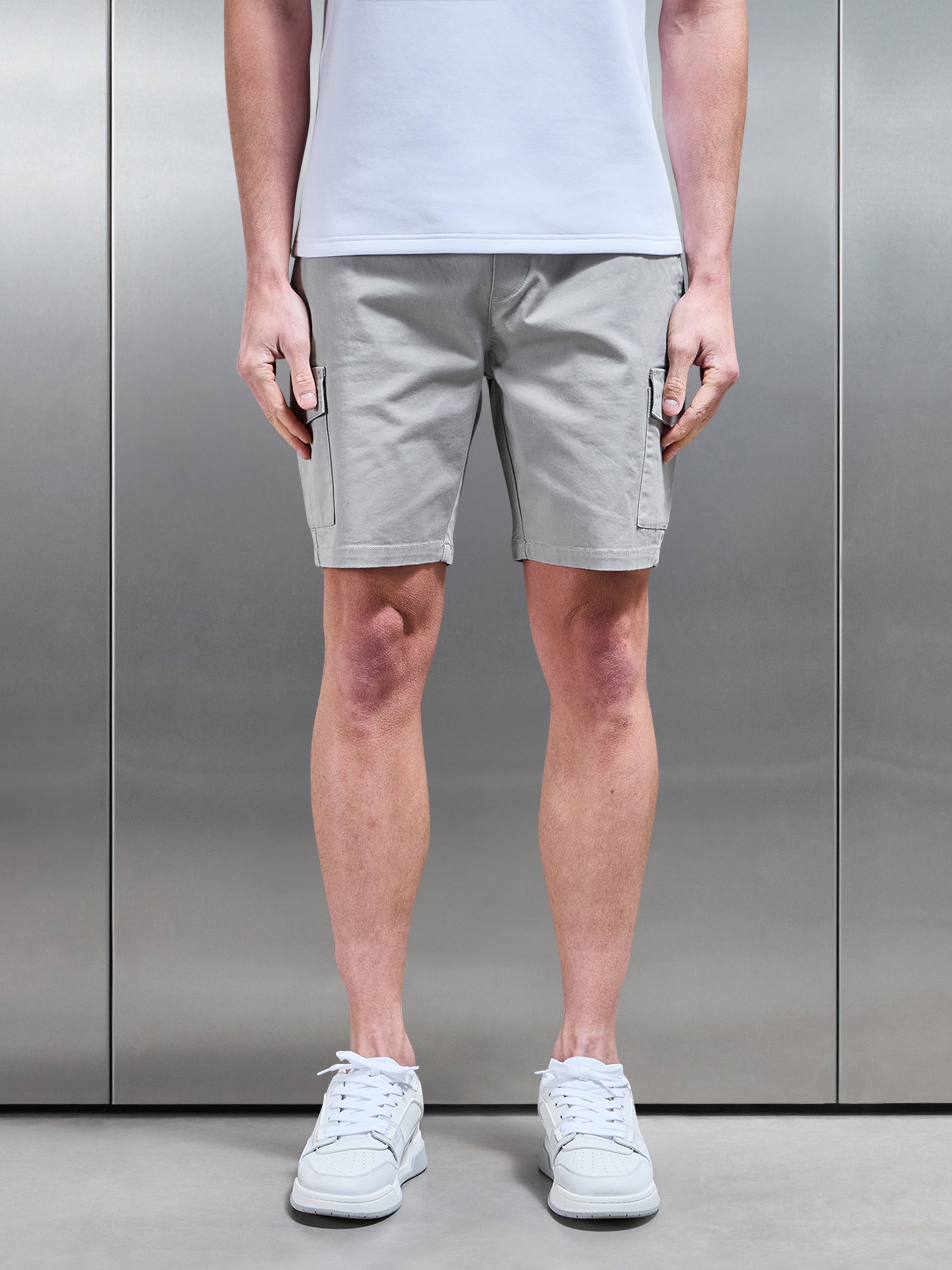 Tailored Drawstring Cargo Short in Stone