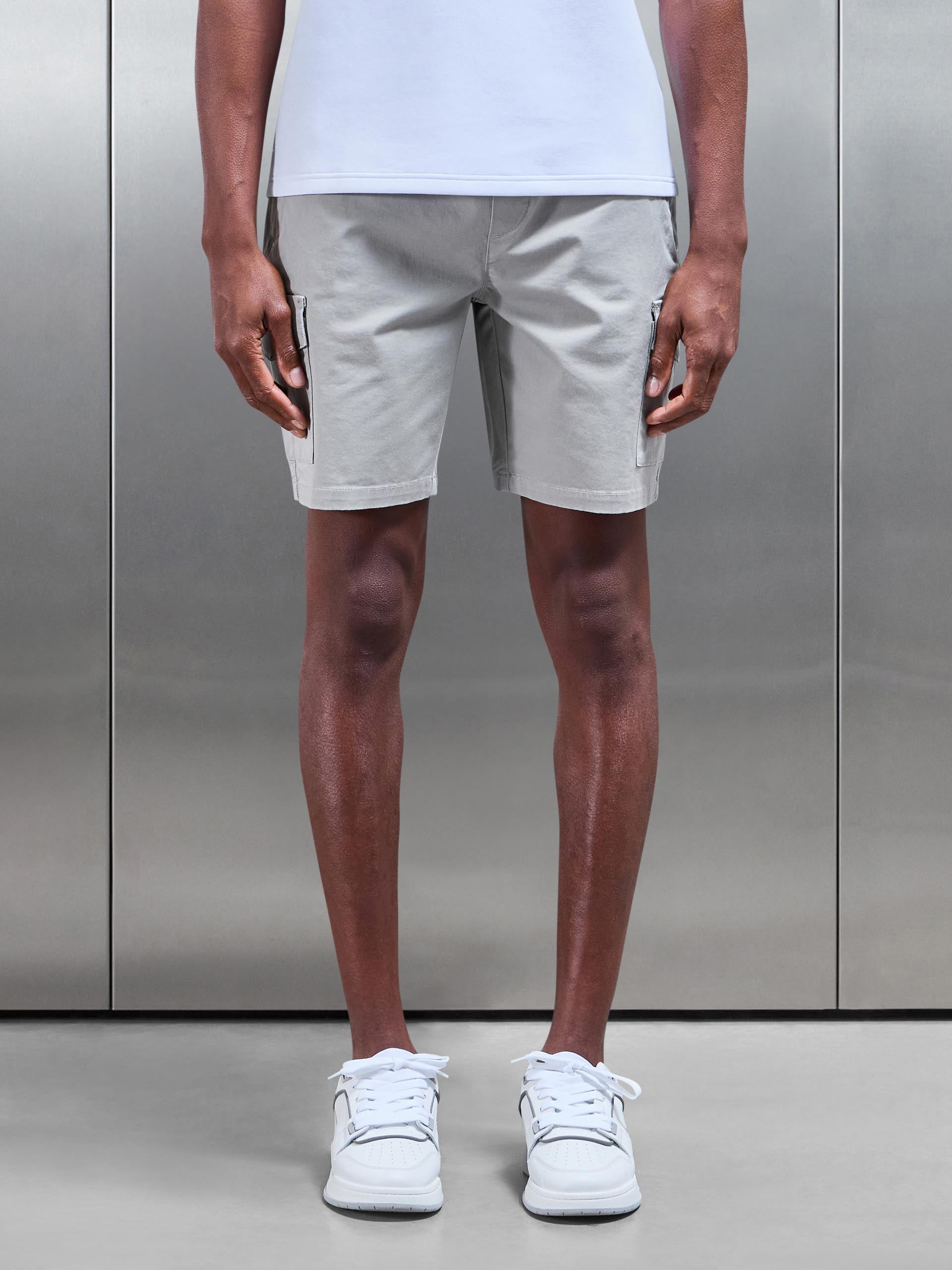 Tailored Drawstring Cargo Short in Stone
